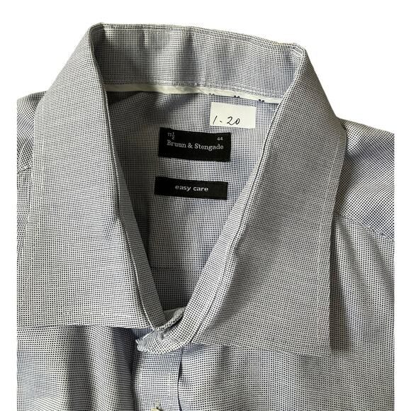 Bruun & Stengade Blue Easy Care Cotton Button Up Shirt Men's Size 17.5/44 | 1-20 - Picture 3 of 7